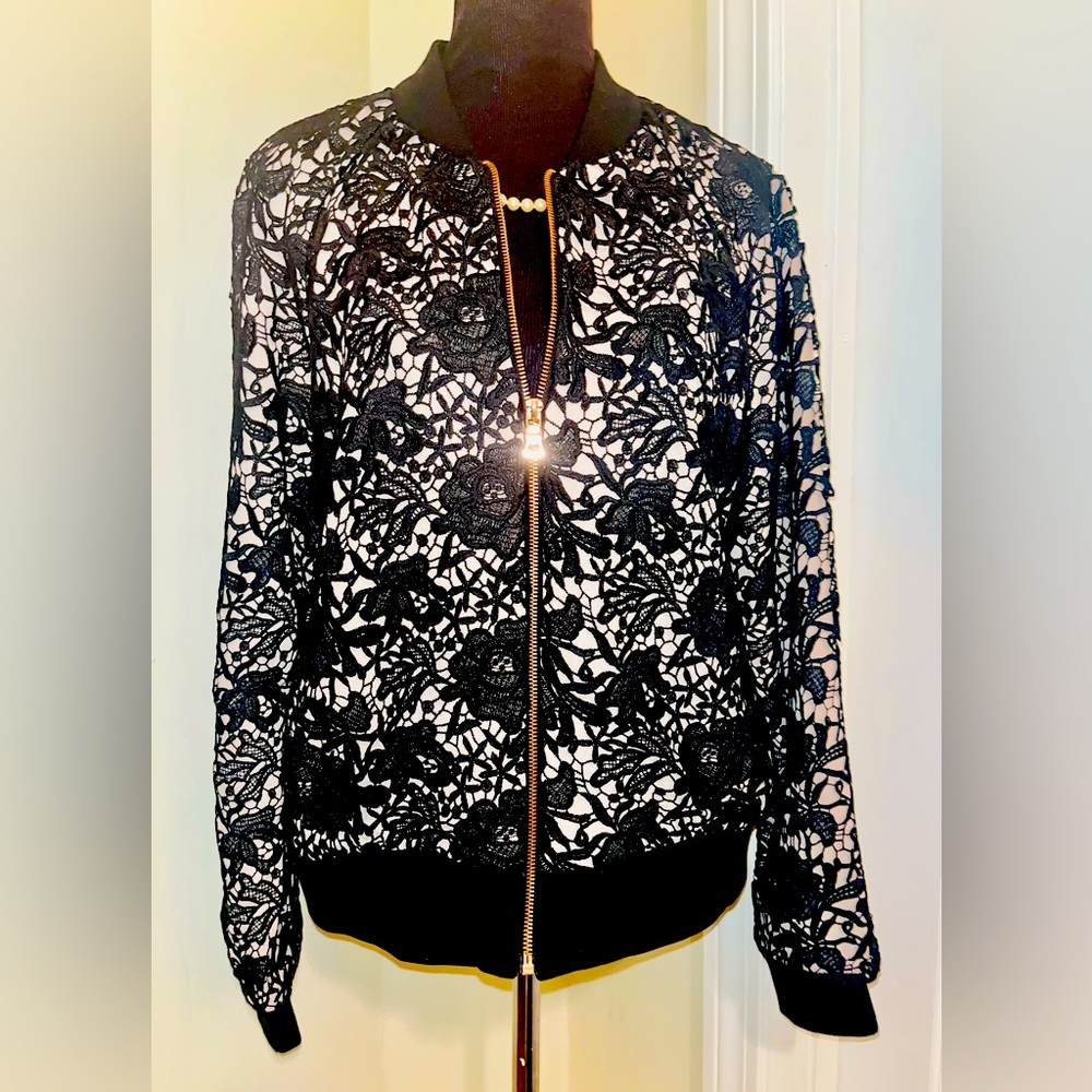 Stella & Dot Elegant Black Lace Women's Jacket